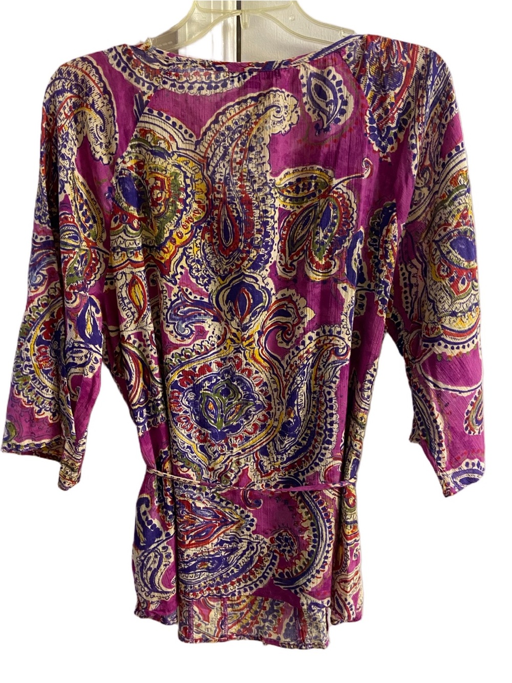 Lauren Ralph Lauren Magenta Paisley Tie-Front Tunic Blouse XL - Picture 3 of 8